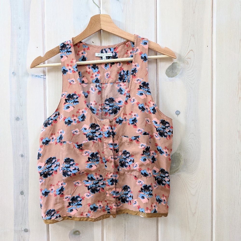 Broadway and Broome Madewell Silk Button-Up Tank Top S